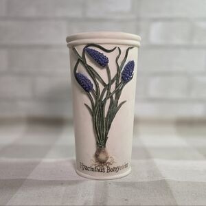 Decoline Vase Hand Made Hand Painted 8 Inch with 3D Hyacinthmus Botryoides
